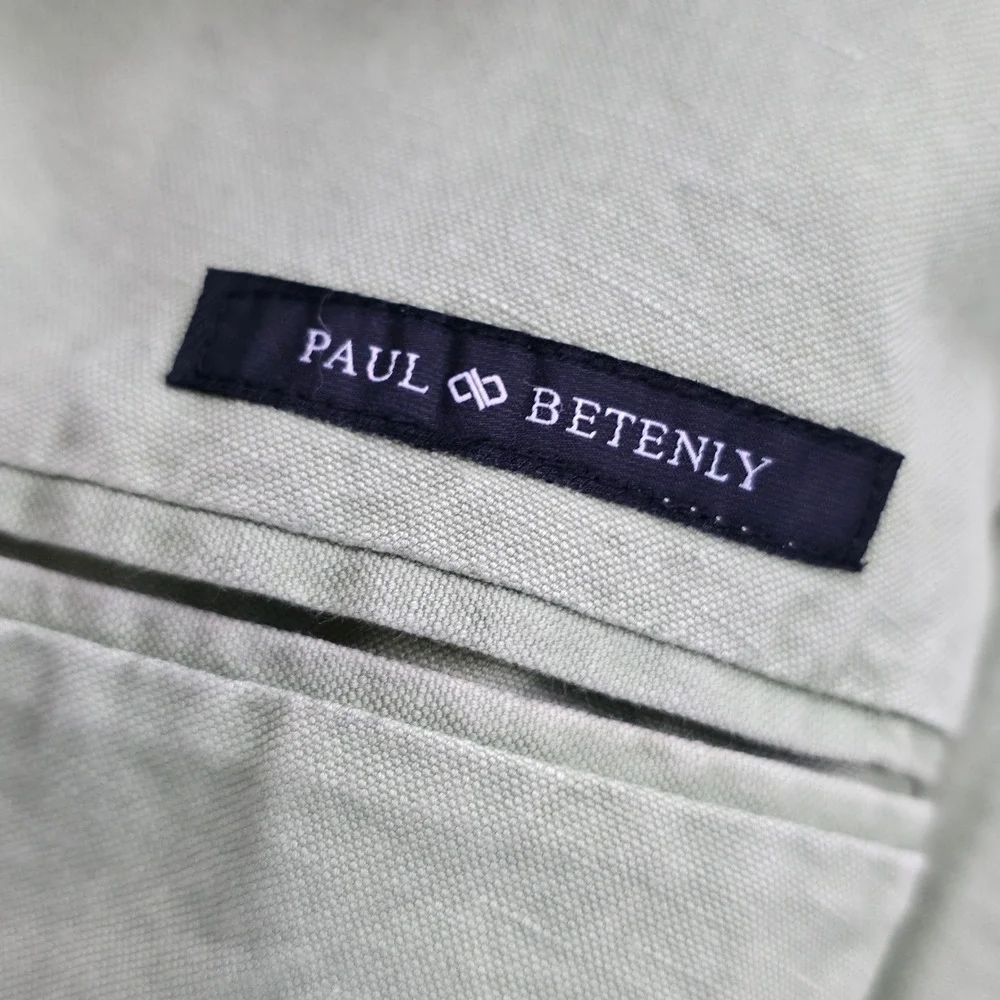 Paul Betenly Blazer Mens 46R Lime Green Linen Cotton Sport Coat J-Wash Italian